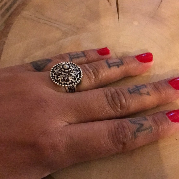 925 sterling silver ring flower mandala - Picture 3 of 5